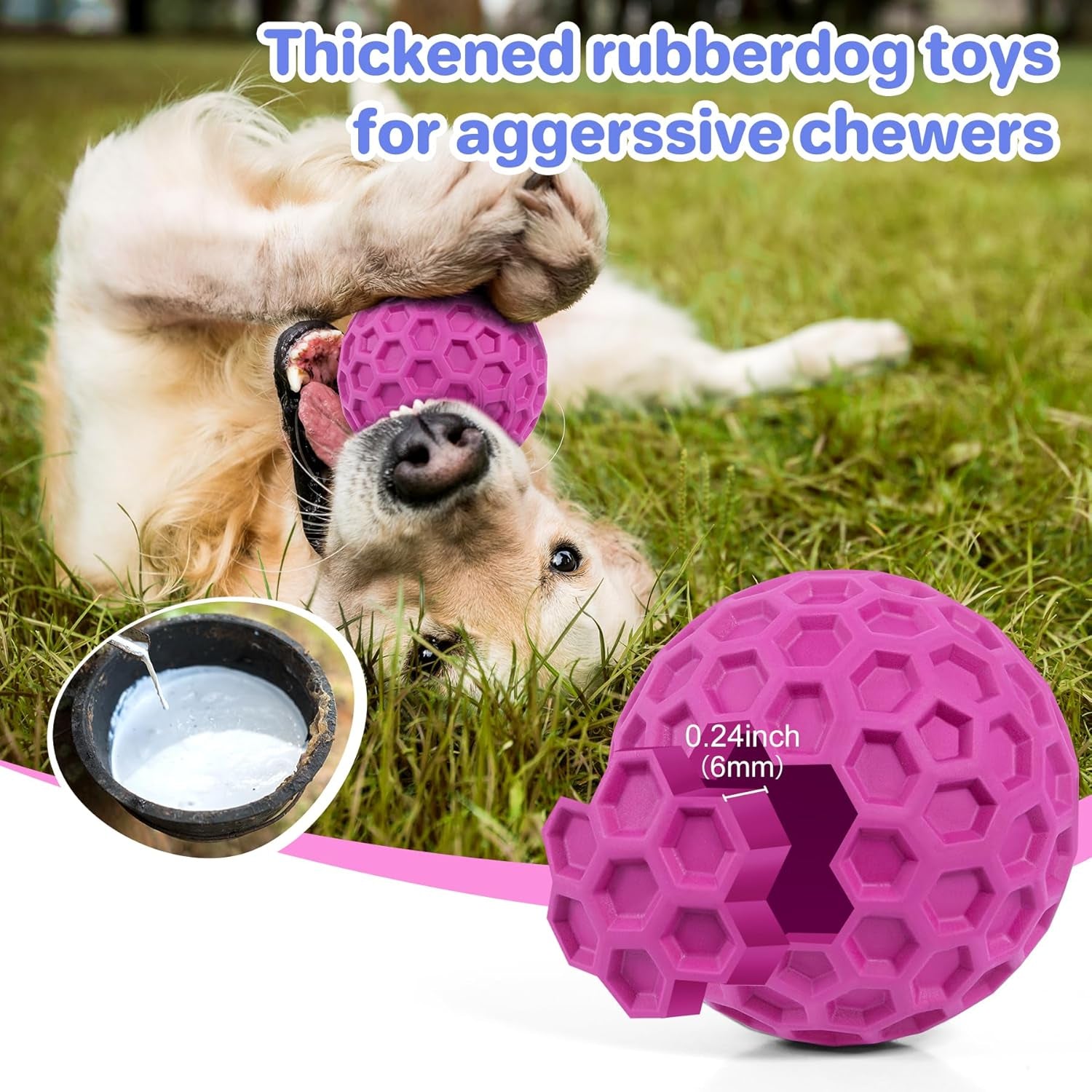 Tough Squeaky Dog Balls Puppy Toys, Interactive Dog Toys for Small Dogs, Puppy Chew Toys for Teething and Relax, Dogs Chew Toy Small Balls Dog Toys for Small Breed, Outdoor Dog Toy for Dogs