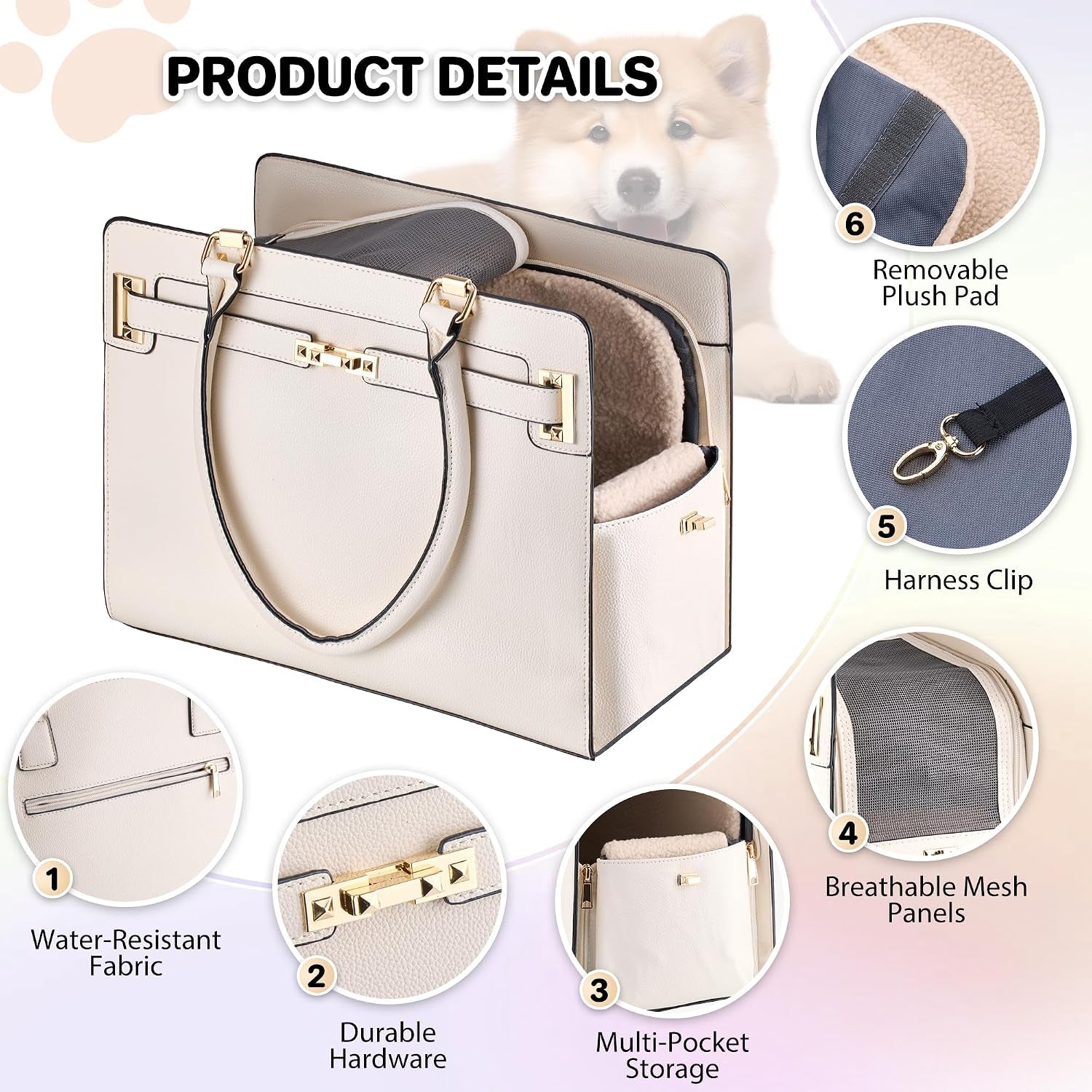 Quilted dog purse carrier, folded flat for storage