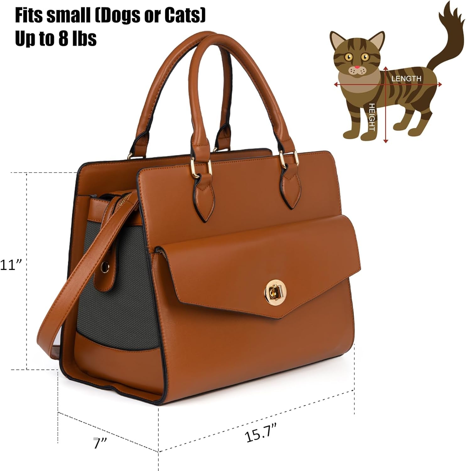 Leather-look pet carrier purse, mesh ventilation detail