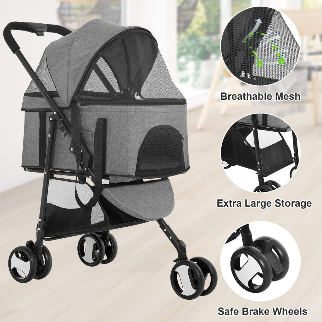 Pet stroller, side profile view