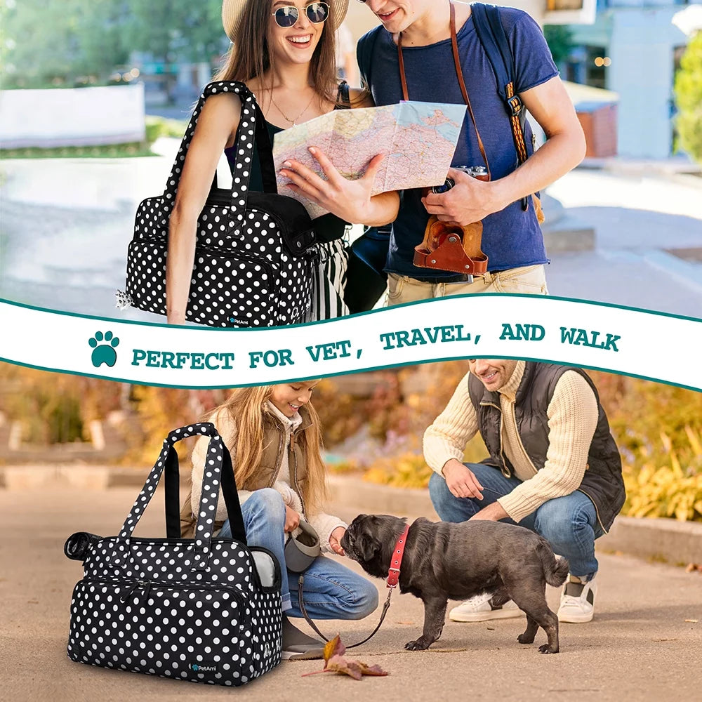 Mesh dog purse carrier, size and fit view