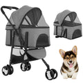 3-wheel foldable pet stroller with detachable carrier, main view