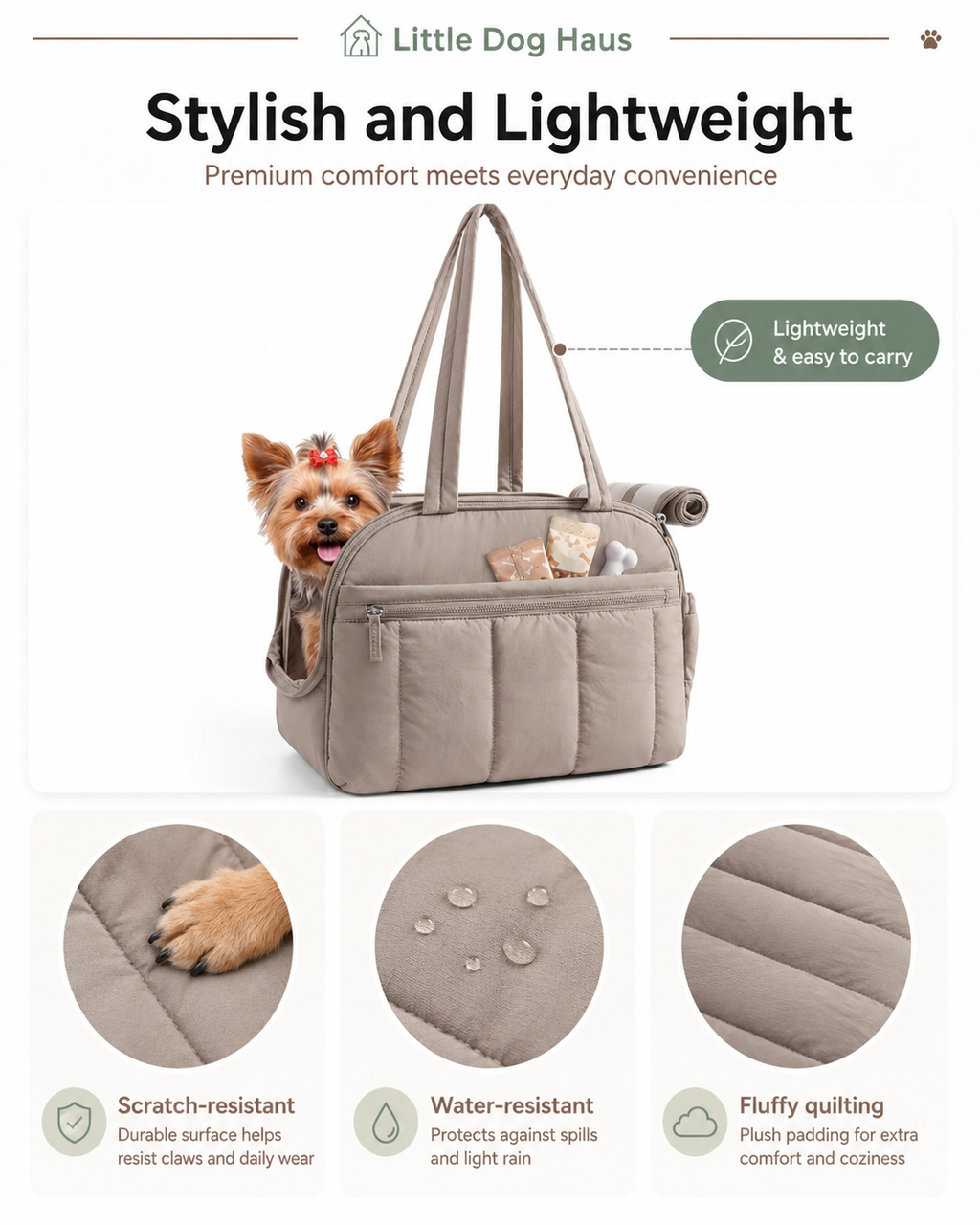 The Cozy Carry Quilted Dog Carrier Tote