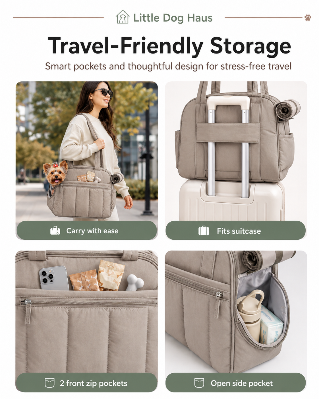 The Cozy Carry Quilted Dog Carrier Tote