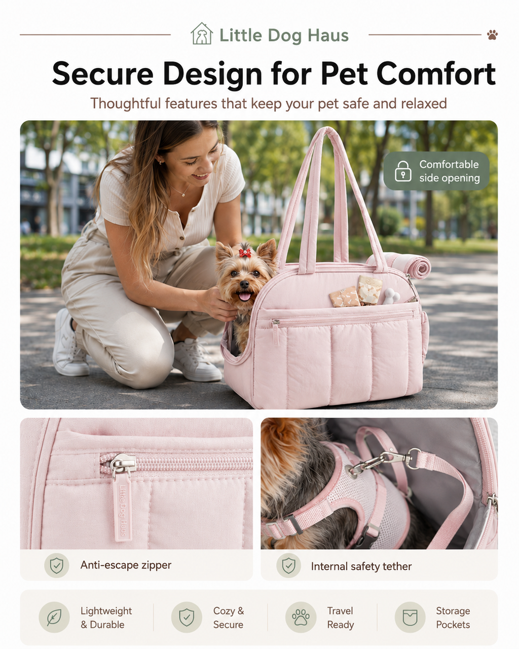 The Cozy Carry Quilted Dog Carrier Tote