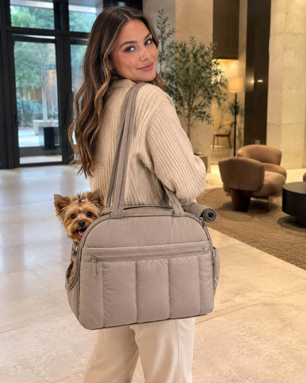 The Cozy Carry Quilted Dog Carrier Tote
