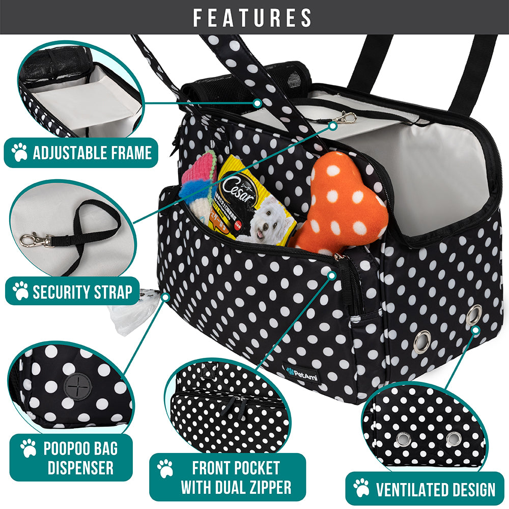 Mesh dog purse carrier, side pockets detail