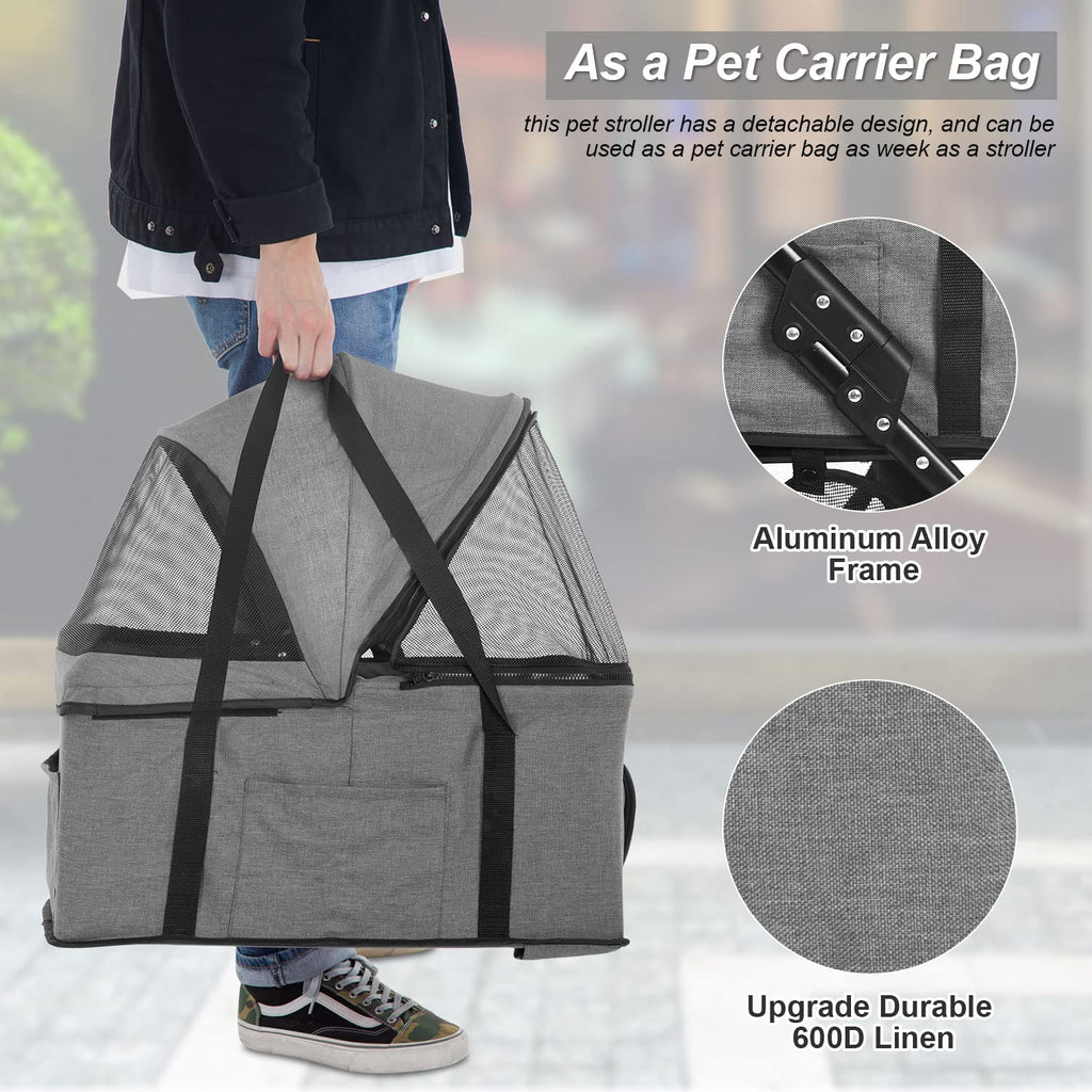 Pet stroller, 3-wheel design detail