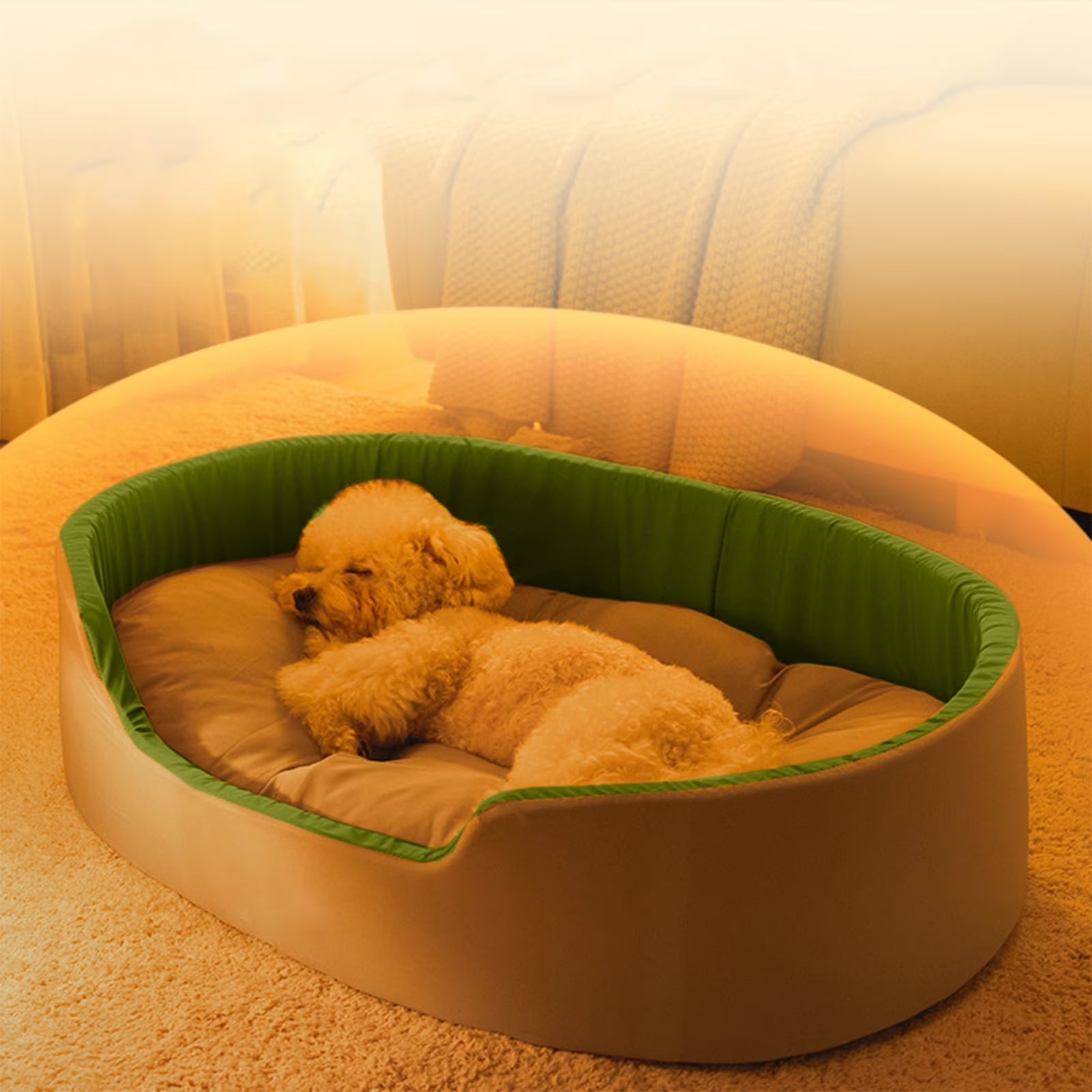 Reversible plush dog bed, close-up of plush texture