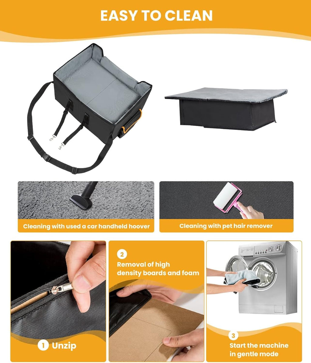 Elevated dog booster car seat, size and fit chart