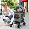 Foldable 4-wheel pet stroller with detachable carrier, main view